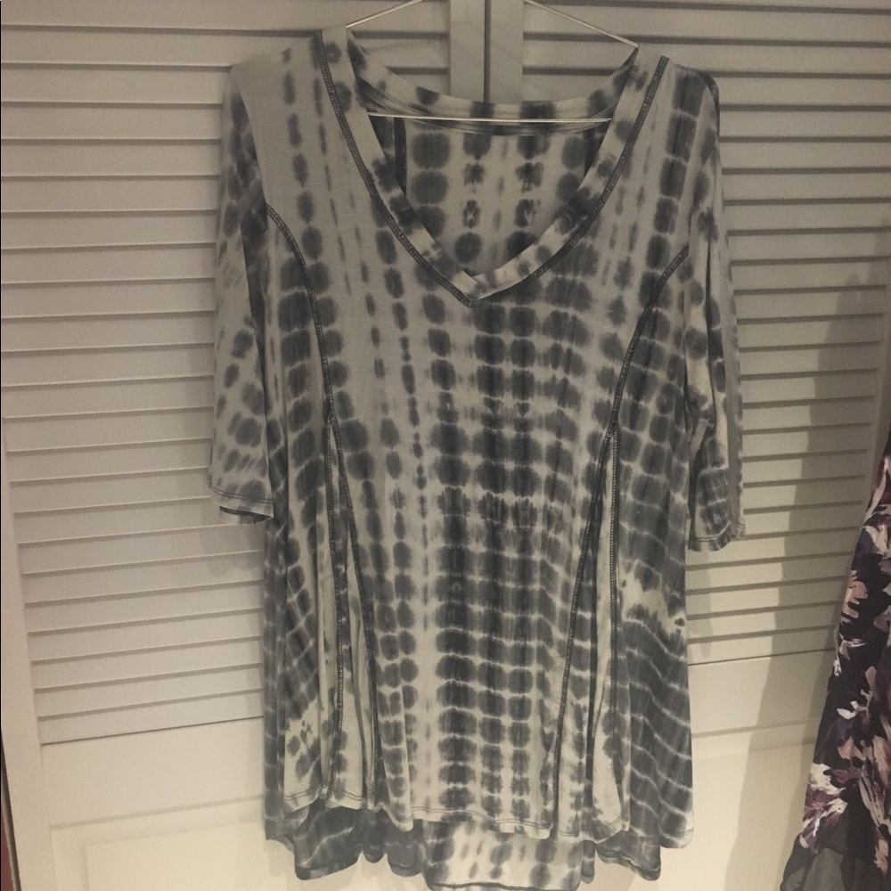 2X tie dye high low 1/2 sleeve top